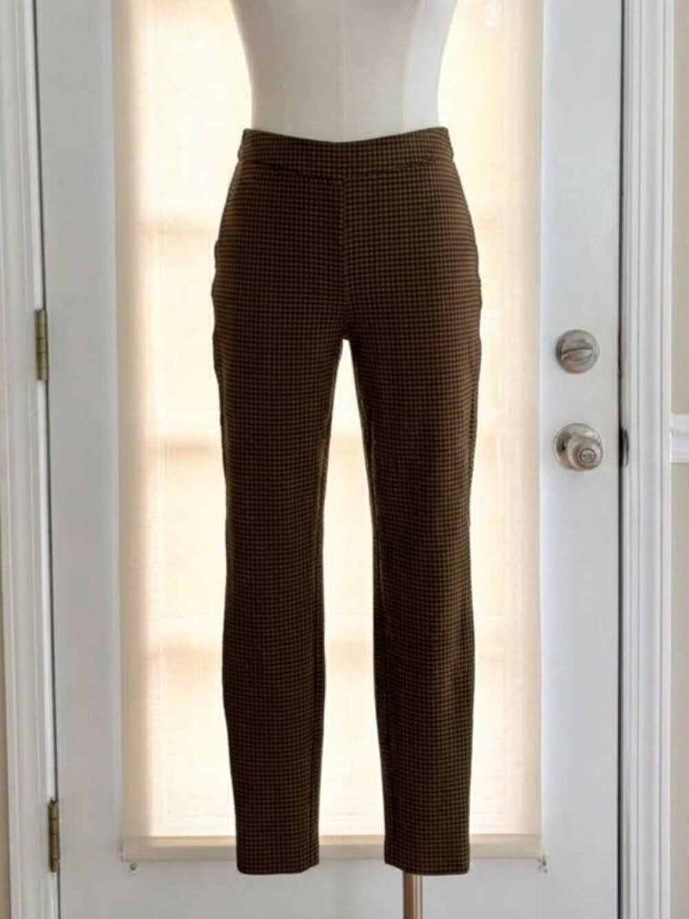 J. Jill Brown Black Houndstooth Ponte Knit Leggings
